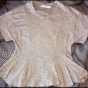 Francescas White Striped Peplum Top